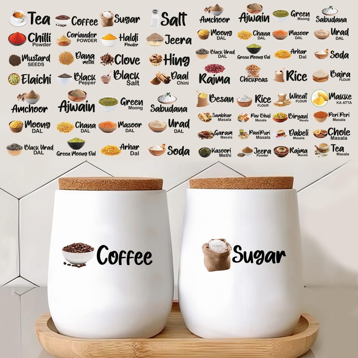 3D Waterproof Kitchen Label Stickers Pack of 1 with 48 ingredients