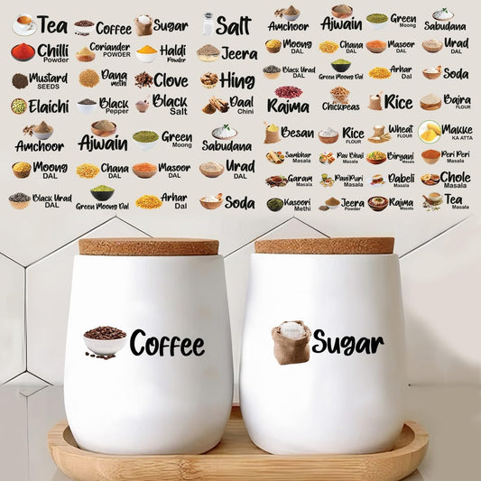 3D Waterproof Kitchen Label Stickers Pack of 1 with 48 ingredients