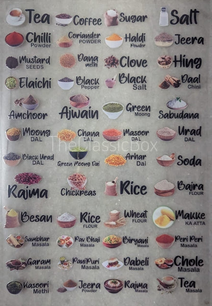 3D Waterproof Kitchen Label Stickers Pack of 1 with 48 ingredients