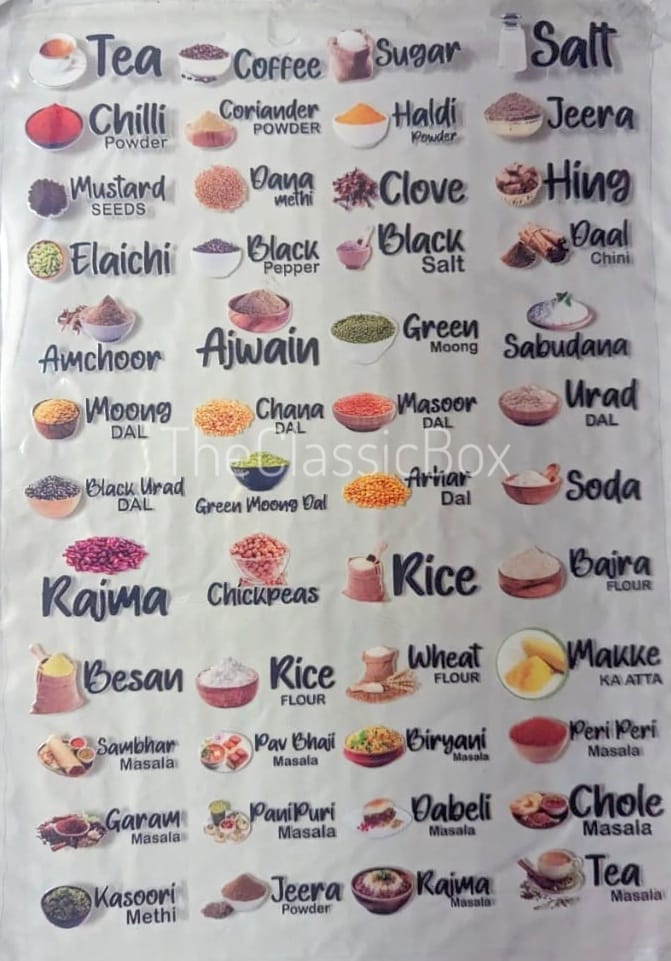 3D Waterproof Kitchen Label Stickers Pack of 1 with 48 ingredients
