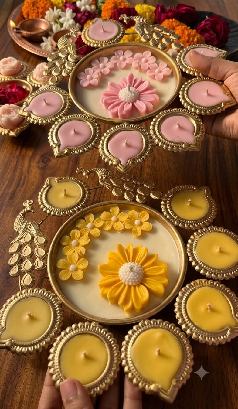 Daisy Peacock Urli Candle