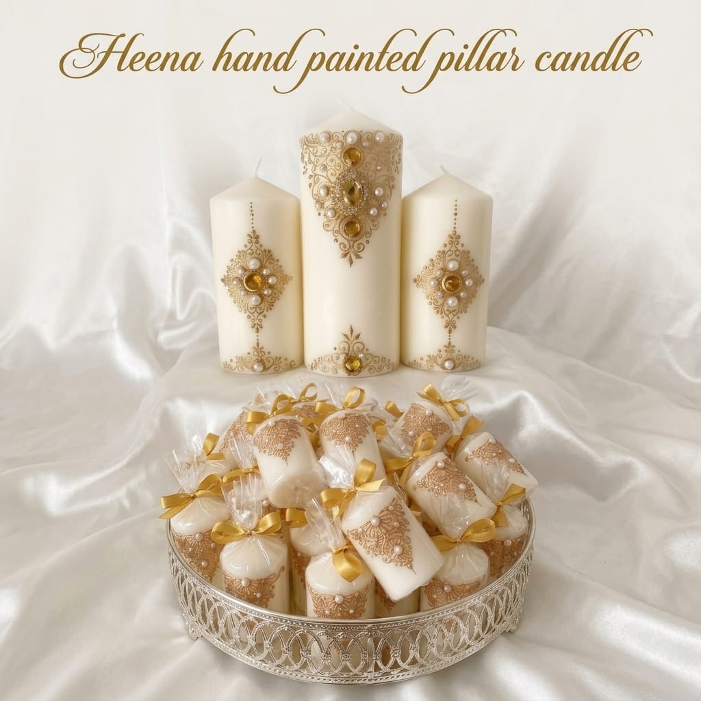 Heena Hand Painted Pillar Candles